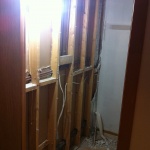 Tearing out the old basement bathroom!