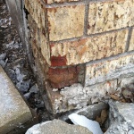 Cracks and broken down mortar in the bricks