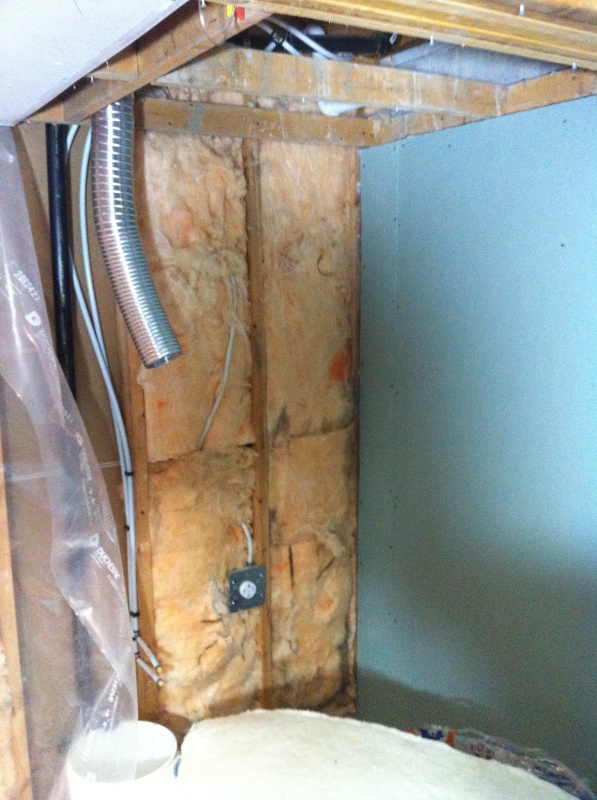 New electrical, plumbing and ductwork done, closing up the wall.