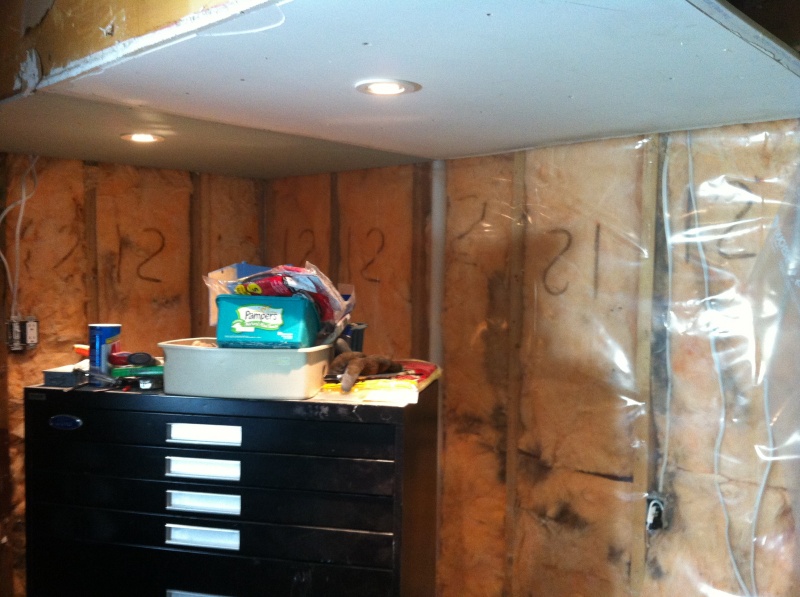 Closing up the wall and bulkhead - added new potlights