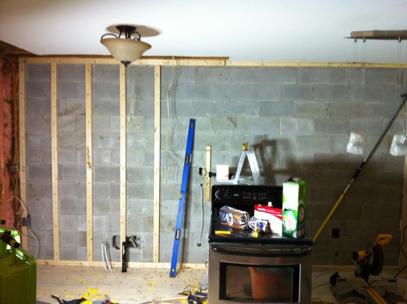 Building new kitchen wall against the firewall