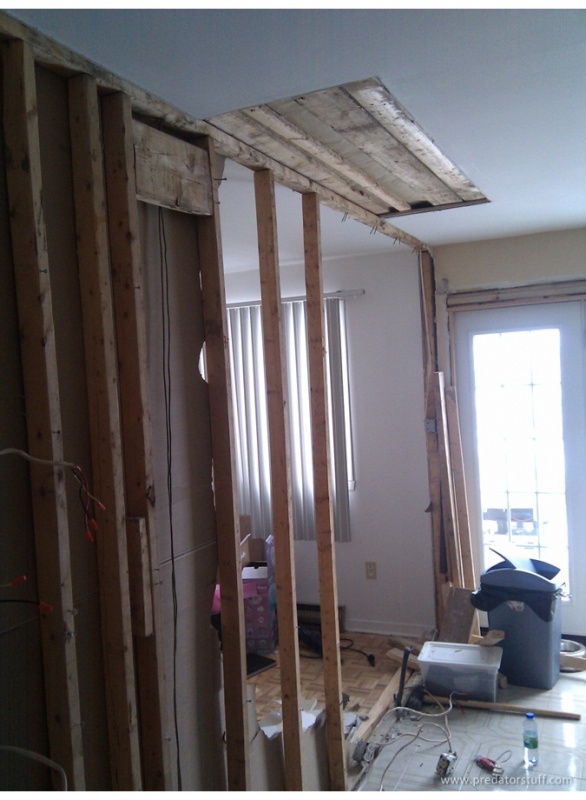 Tearing out the kitchen and small bedroom wall!