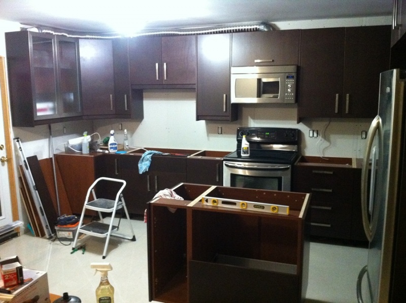 Kitchen cabinets and doors installed!  Time for detailing (kickplates and remaining panels) and countertops!