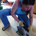 Building up the subfloor! Maibbeth lends a hand :)