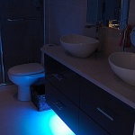 Showing off the under cabinet LED mood lighting!