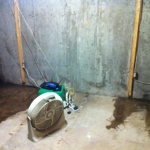 Drying out the office after tearing out all walls and floors... wet areas are where bleach was poured to clean up mold stains and general nastiness.