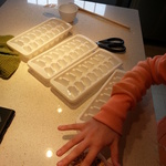 First Birdy Mash by Corina and I - Corina prepping the ingredients and trays!